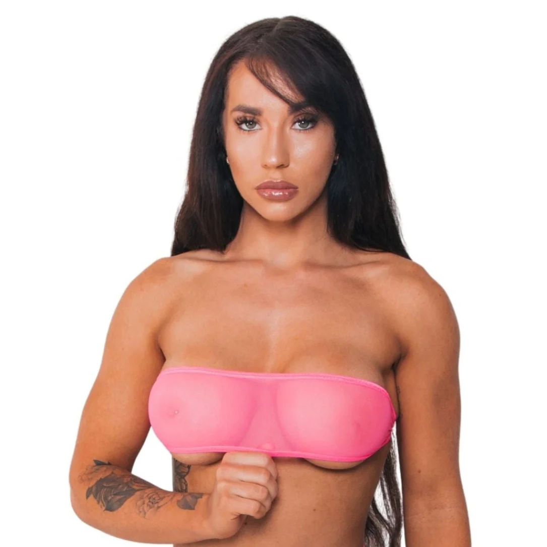 Bandeau Top Only - Neon Pink Mesh - Pink - Image 4