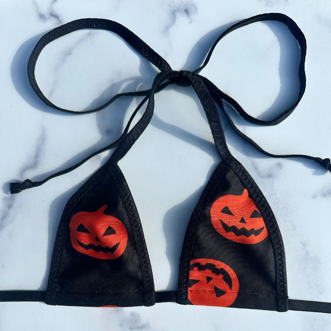 Black with Orange Pumpkins - Black - 3 piece scrunch butt set (Thong included) - Image 5