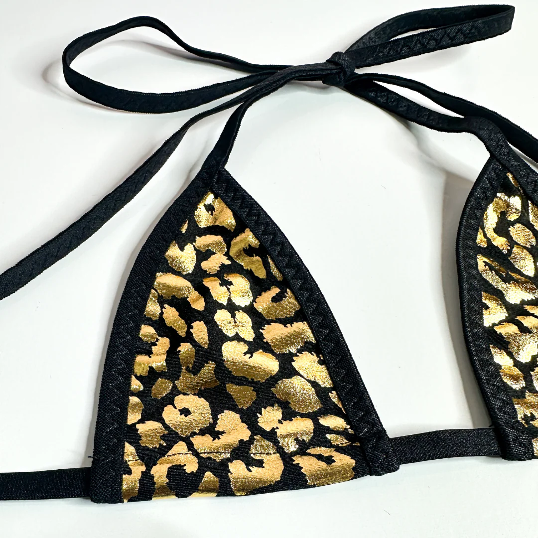 Gold Foil and Black Leopard - Black - 2 piece scrunch butt set - Image 4