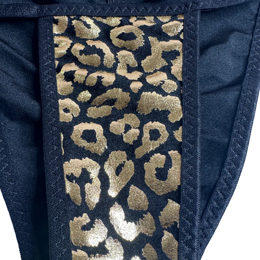 Gold Foil and Black Leopard - Black - 2 piece scrunch butt set - Image 5