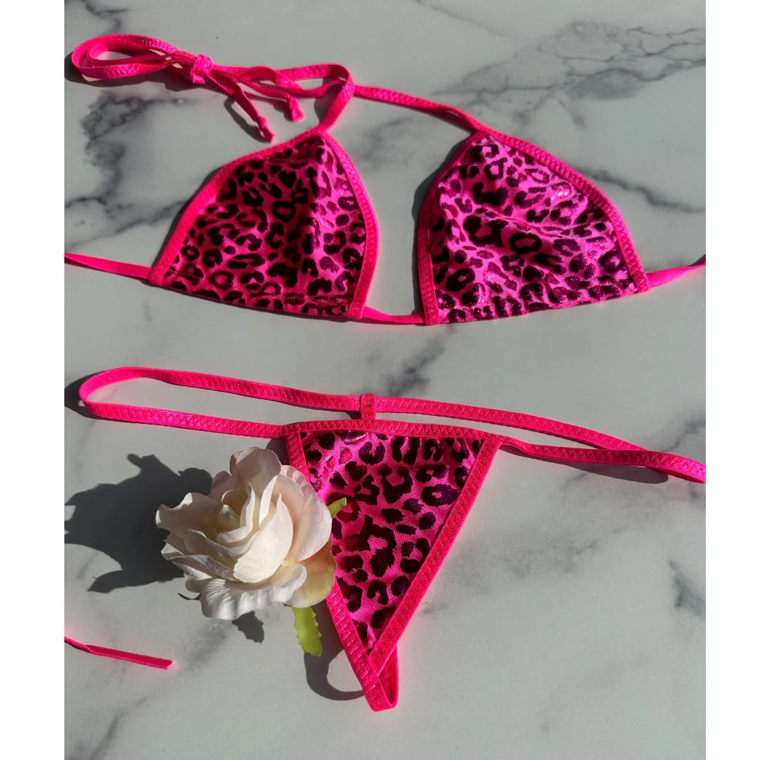 Neon Pink Leopard Micro G-String Set - Image 6