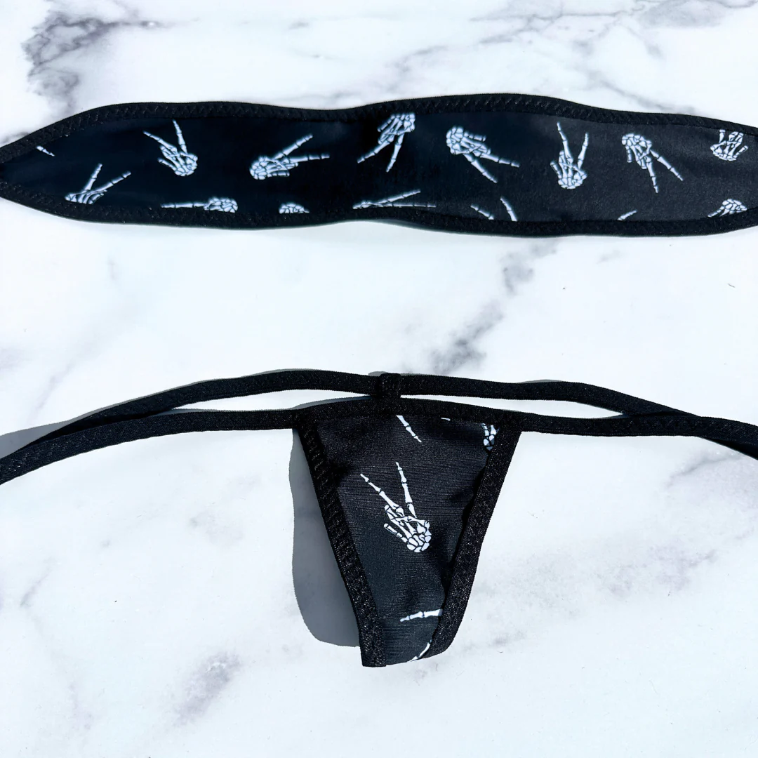 Skeleton - Black - Bandeau with Micro G-string Thong - Image 3
