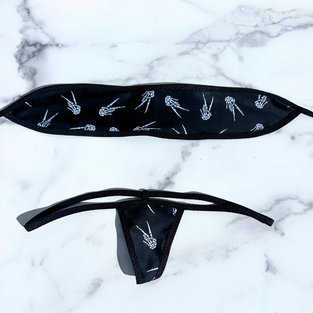 Skeleton - Black - Bandeau with Micro G-string Thong - Image 4