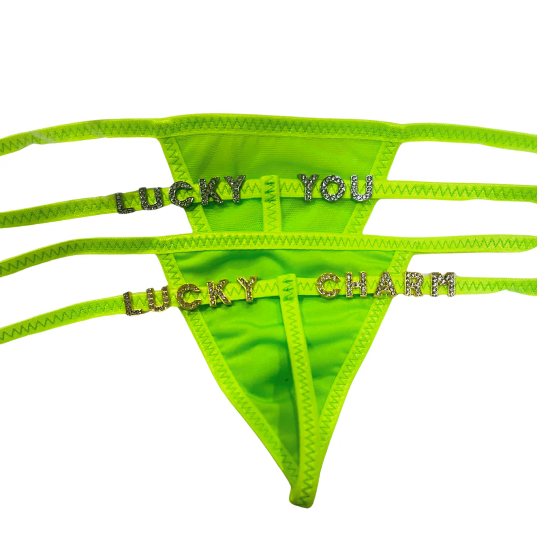 St Patrick's Day Lucky Bling Mini Micro G-String Thongs - Image 3